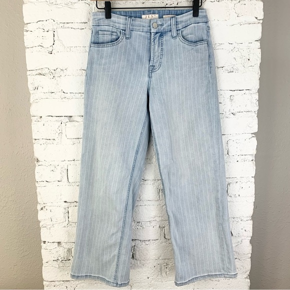 Jen 7 By 7 For All Mankind Striped Wide Leg Cropped Jeans 2 - Picture 3 of 9